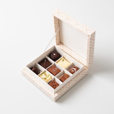 Top view of Chocolate Bless 9-piece assorted Swiss chocolates
